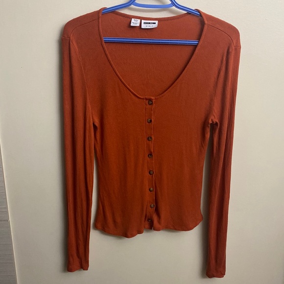 Noisy May Burnt Orange Button Front Top - Picture 1 of 4